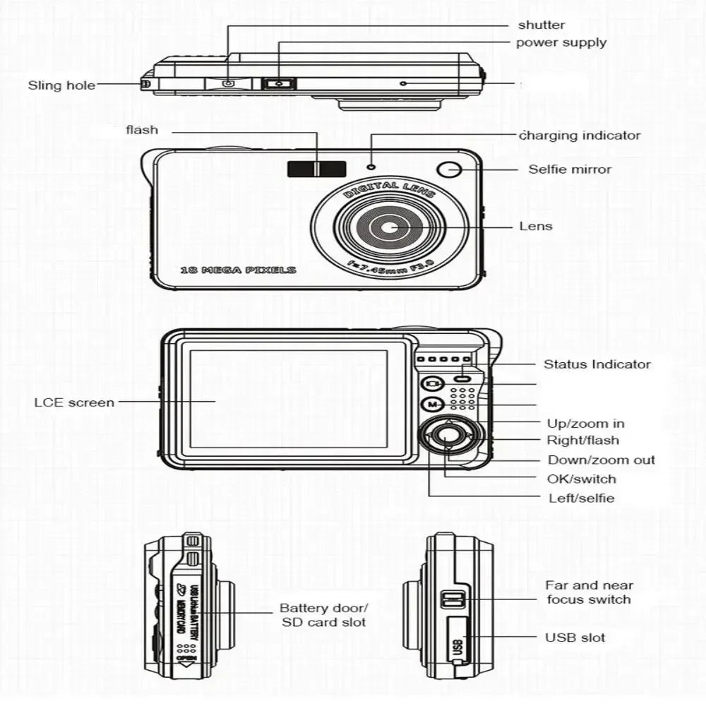 18 MP with LCD Screen Rechargeable HD Digital