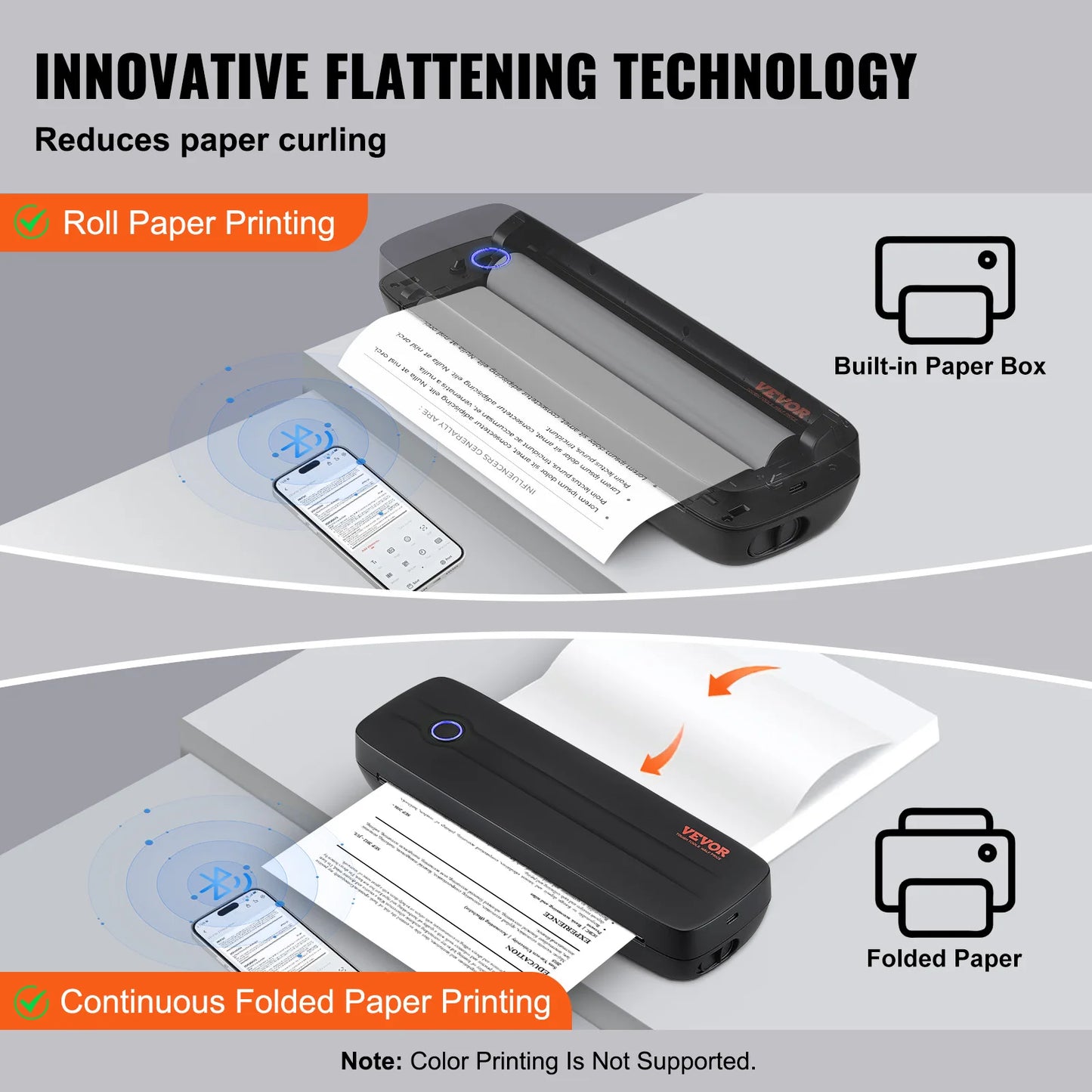 VEVOR Portable Bluetooth Inkless Mobile Thermal Printer