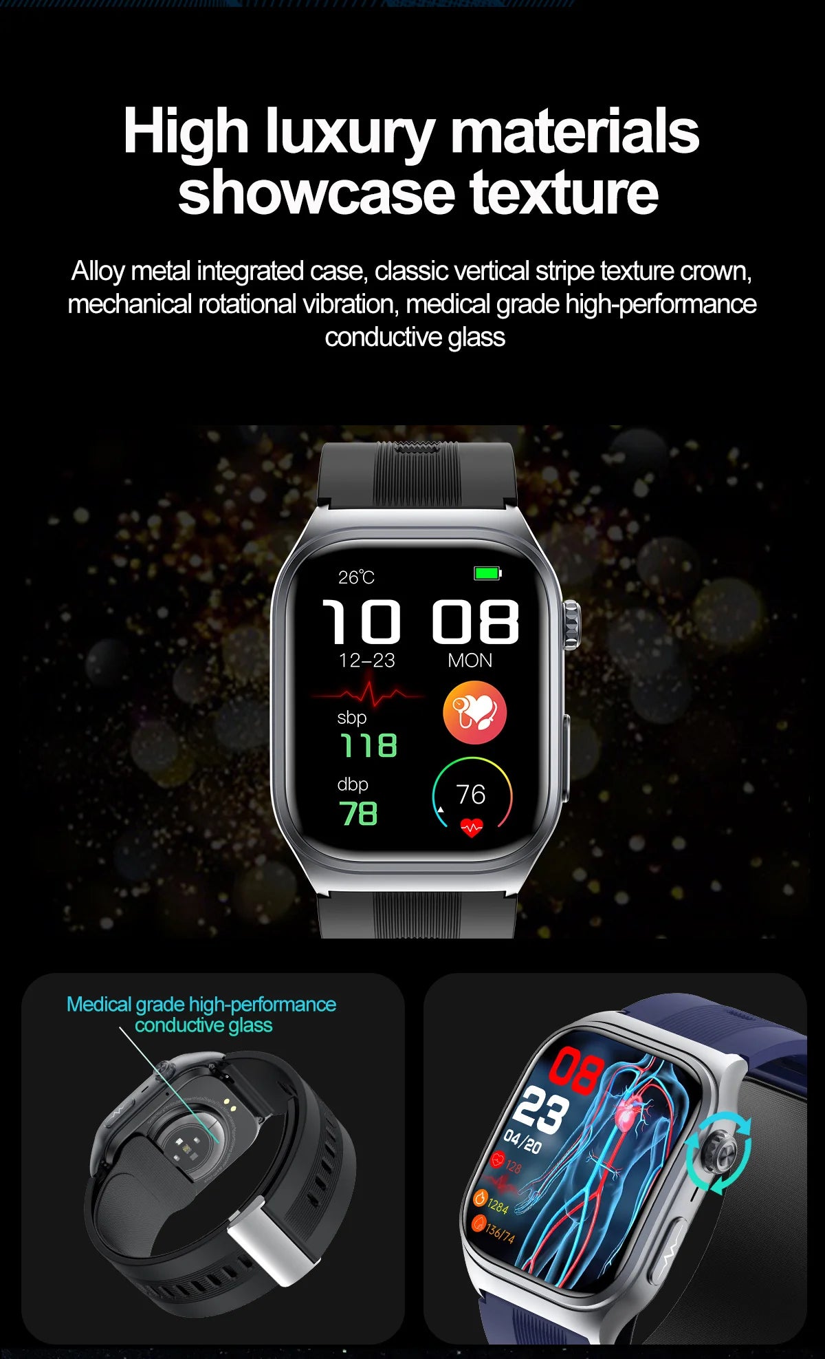 2025 New Luxury High-End Air Pump Airbag Blood Pressure Smart Watch