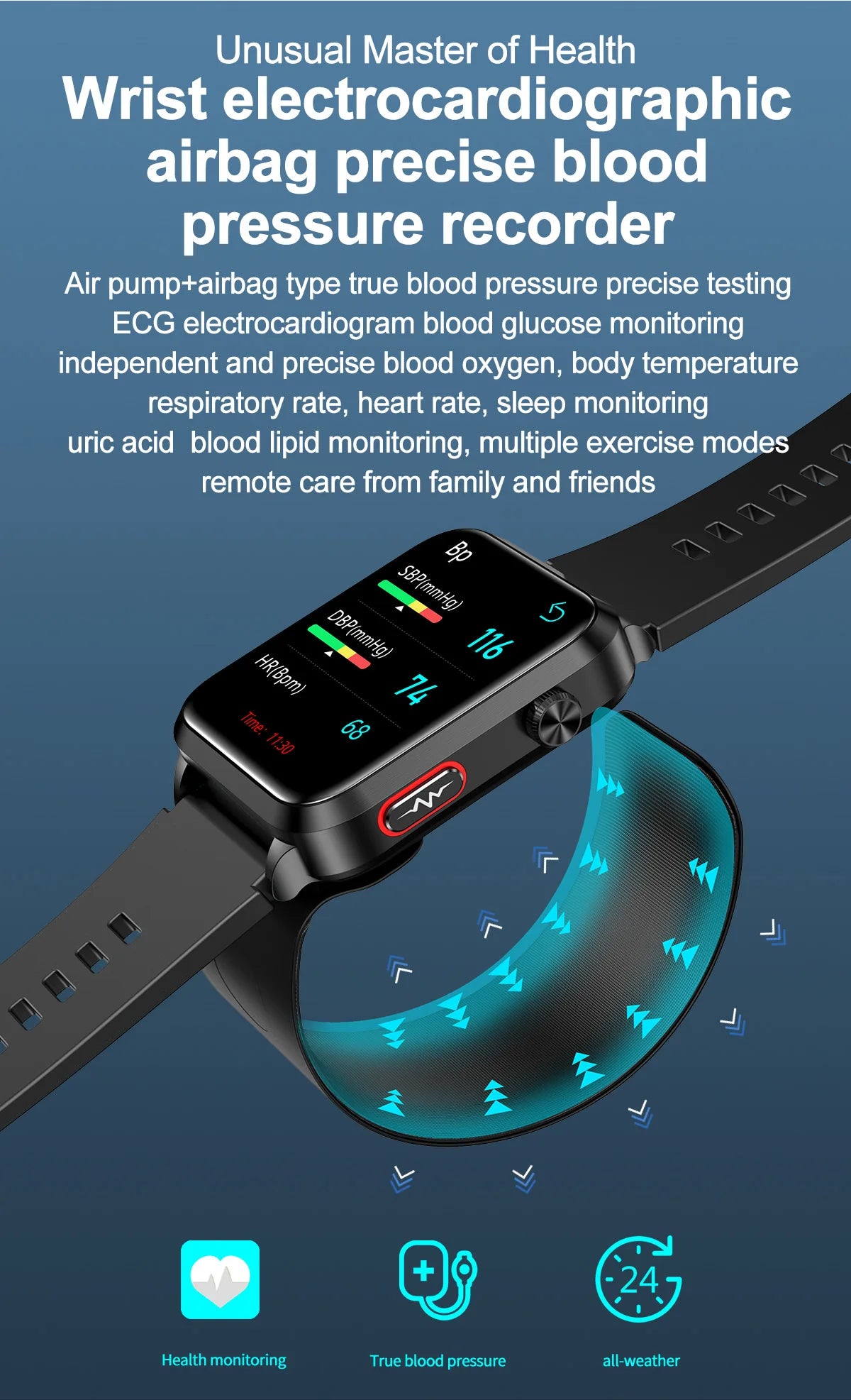 2025 New Nursing Grade Smart Watch Airbag health watch