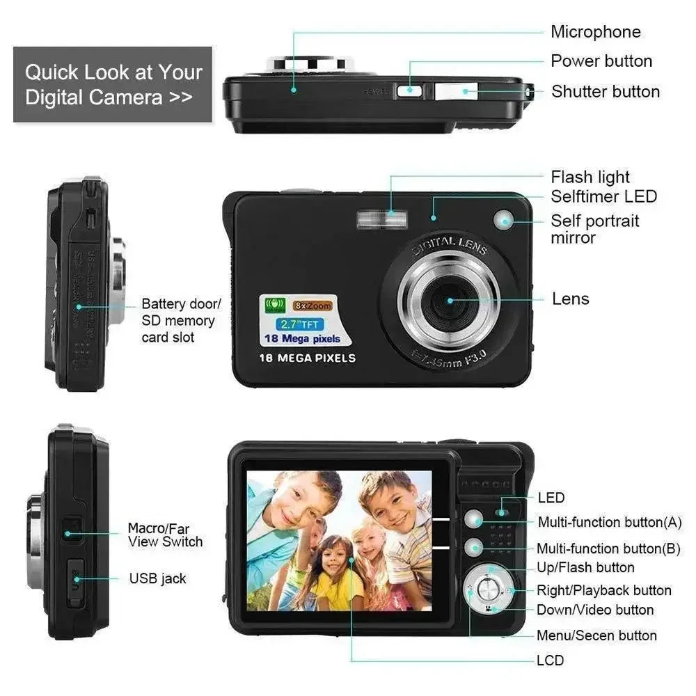 18 MP with LCD Screen Rechargeable HD Digital